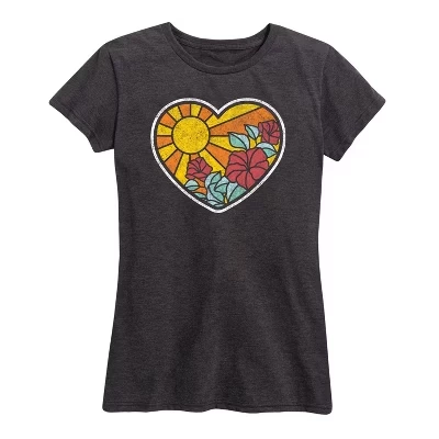 Женская футболка Instant Message Stained Glass Floral, меланжево-темно-серая
