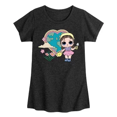 Для девочек - Сюрприз от ЛОЛ! - Футболка Grow Grrrl Hearts the Earth с коротким рукавом и рисунком heather black