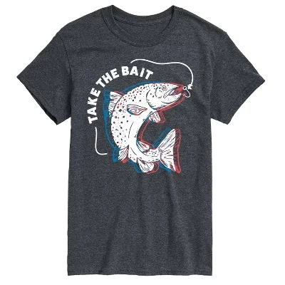 Мужская футболка с коротким рукавом Take The Bait Fish с графическим рисунком heather charcoal