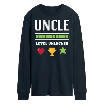 Мужская футболка с длинным рукавом Uncle Level Unlocked с рисунком синего цвета