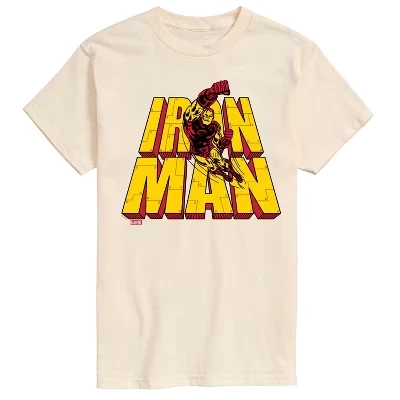 Мужская футболка с надписью Iron Man Stacked Name Оверсайз с коротким рукавом и графическим принтом кремового цвета