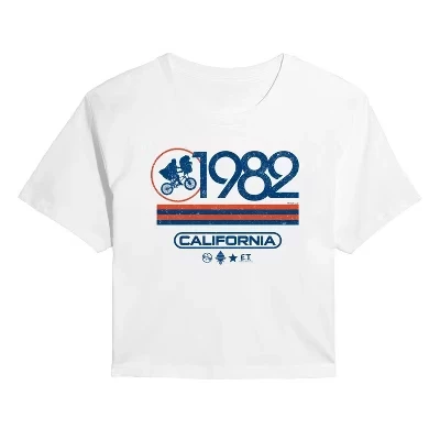 Женская укороченная футболка с рисунком 1982 ET California, белая