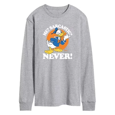 Мужская футболка с длинным рукавом Donald Me Sarcastic Never с графическим рисунком athletic heather