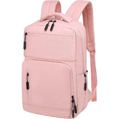 Laptop Backpack for Men & Women – Anti-Theft Flight Approved Daypack with 15.6-inch Laptop Sleeve (Black) pink