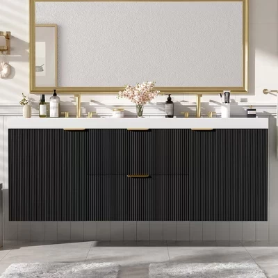 Тумба для ванной ModernLuxe с раковиной, черная