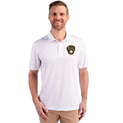 Мужское поло с коротким рукавом Milwaukee Brewers Prospect Eco Textured Stretch из переработанного материала белого цвета