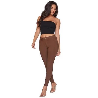 Женские эластичные джинсы-скинни средней посадки Slim Fit с 5 карманами cocoa