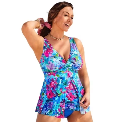 Женский V-образный топ-танкини Swimsuits for All, цветочный
