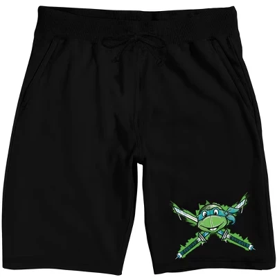 Мужские черные шорты для отдыха TMNT Classic Retro Leonardo черного цвета