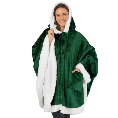 Одеяло с капюшоном Angel Wrap для взрослых женщин, пригодное для носки Уютное одеяло-накидка из флиса, накидка-накидка зеленого цвета