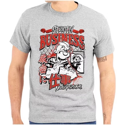 Мужская футболка Brisco Brands Popeye Strictly Business с принтом, спорт-серая