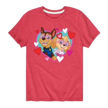 Футболка для мальчиков Paw Patrol Chase Sky Hearts, красная