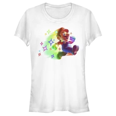 Женская футболка Mario Rainbow Star Power для юниоров белого цвета