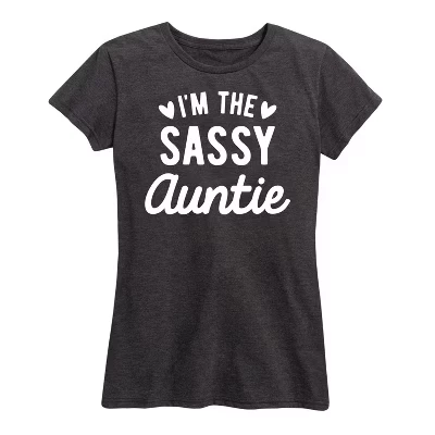 Женская футболка с коротким рукавом I'm the Sassy Auntie с графическим рисунком heather charcoal