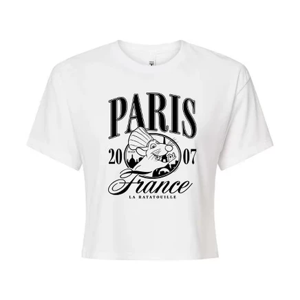 Женская укороченная футболка с графическим рисунком Paris Collegiate, белая