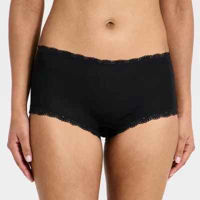 Женское нижнее белье Cloud Knit Boyshorts с кружевной отделкой - ™ черное