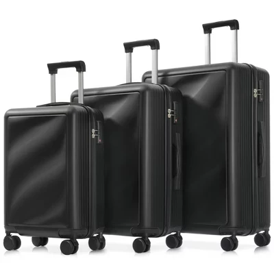 Комплект для багажа Spinner Spinner из 3 предметов, 20”/24”/28” Чемодан с замком TSA, двойными колесами и боковым крючком черного цвета