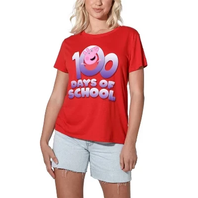Women's  100 Days of School Loose T-Shirt red