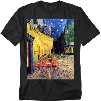 Мужская футболка Vincent van Gogh Cafe Terrace at Night черного цвета
