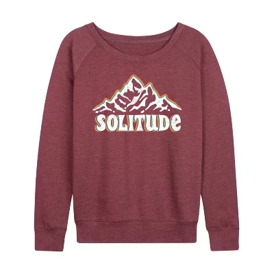 Женская рубашка Solitude Mountains из легкого французского махрового материала с широким вырезом и длинным рукавом с графическим рисунком heather maroon
