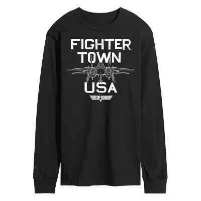 Мужская футболка с длинным рукавом Property Of Fighter Town с графическим рисунком, черная