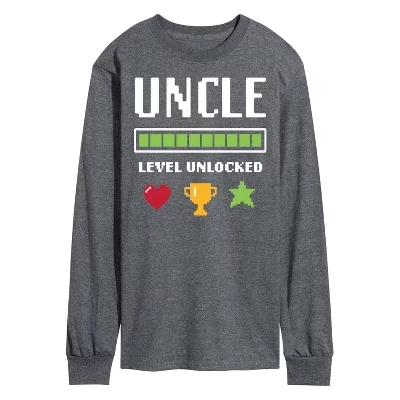 Мужская футболка с длинным рукавом Uncle Level Unlocked с графическим рисунком heather charcoal