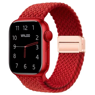 Плетеный нейлоновый ремешок с магнитной петлей для Apple Watch red