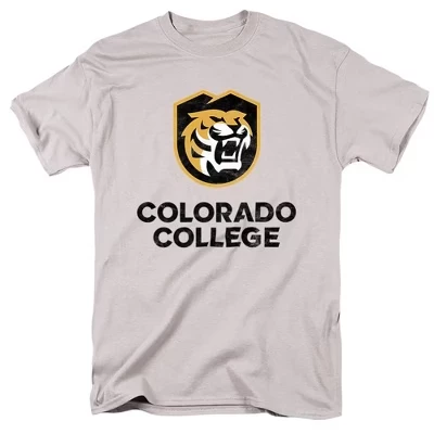 Мужская футболка с официальным логотипом Colorado College Tigers серебристого цвета
