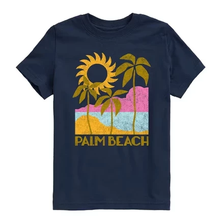 Футболка с коротким рукавом и рисунком Palm Beach Deco синего цвета