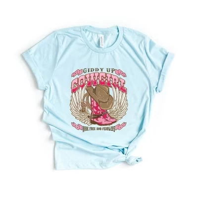 Женская футболка с коротким рукавом Giddy Up Cowgirl с графическим рисунком синего цвета