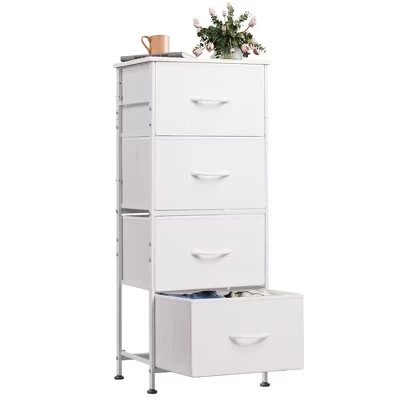 Комод DEXYLLO с 4 тканевыми ящиками, белый
