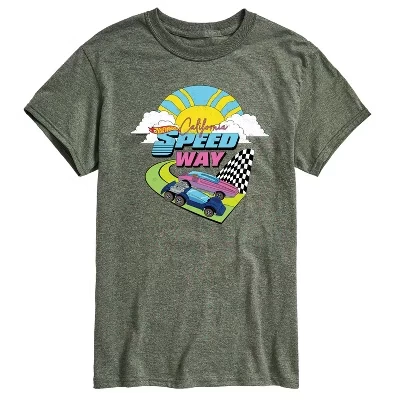 Мужская футболка California Speedway 70-х годов с коротким рукавом и графическим рисунком heather military green