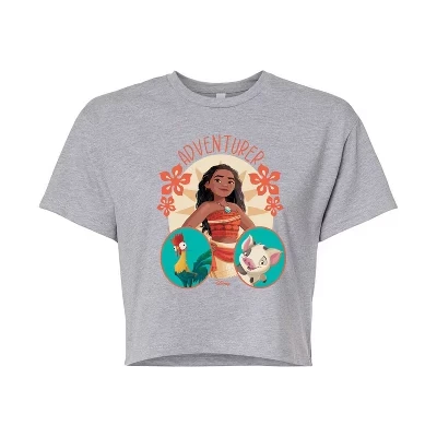 Женская футболка Moana Hei Hei Pua Adventurer с укороченным рисунком heather grey