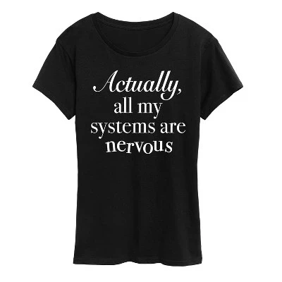 Женская футболка с коротким рукавом All Systems Nervous с графическим рисунком, черная