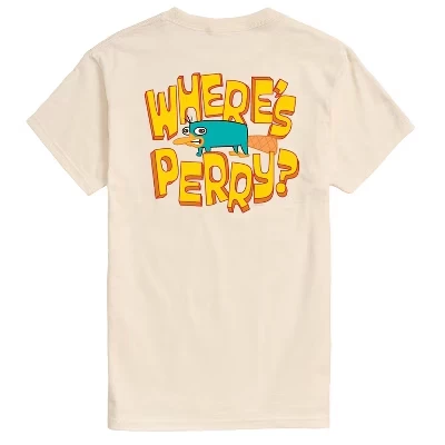 Мужская футболка Where's Perry с коротким рукавом и графическим принтом кремового цвета.