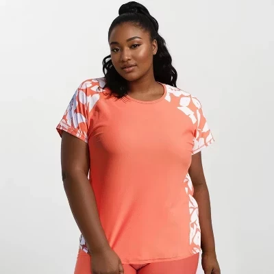 Женский купальник свободного кроя большого размера с коротким рукавом UPF 50+ Adele Swim Top rust/rusty rose