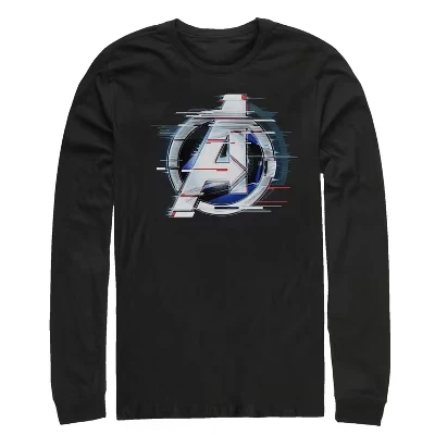 Мужская футболка с логотипом Avengers: Endgame Glitch с длинным рукавом черного цвета