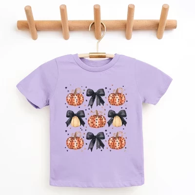 Coquette Black Bow Pumpkin Chart - Молодежная футболка с коротким рукавом и рисунком тыквы