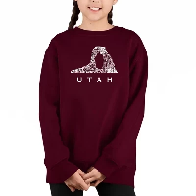 Свитшот с круглым вырезом от Utah - Girl's Word Art темно-бордовый