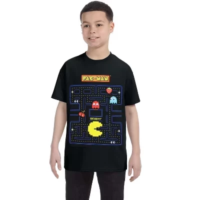 Футболка с графическим принтом Seven Times Six Pac-Man Boy's Game Action Черная черный