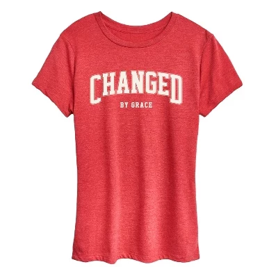 Женская футболка Changed By Grace Collegiate с коротким рукавом и графическим рисунком heather red