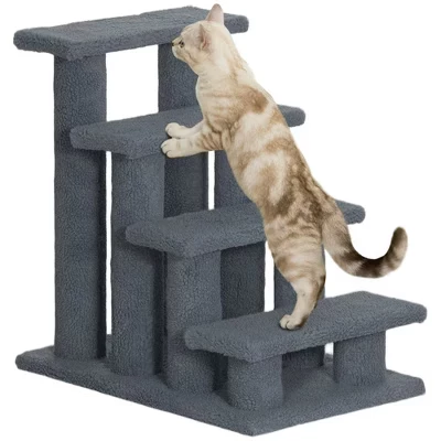 Игровой комплекс для кошек Skyzone 102 см, 3 лежанки, серый