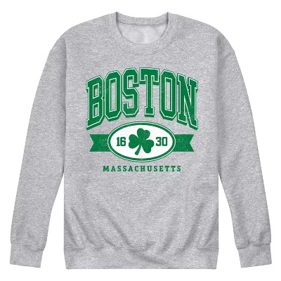 Мужская флисовая толстовка Boston Mass Clover с графическим рисунком athletic heather