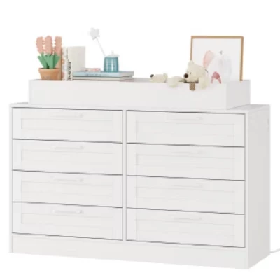 8-Drawer Baby Changing Table, MDF+PB Material, white