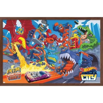 Постер в рамке Trends International Hot Wheels, махагон