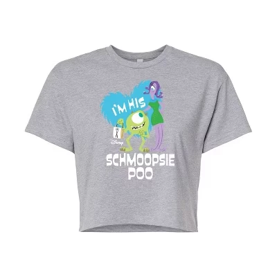 Женская укороченная футболка Monsters Inc. с принтом, серая