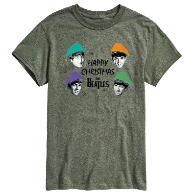 Мужская футболка The Beatles Happy Christmas, зеленая