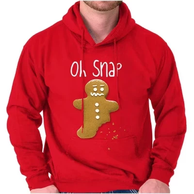 Забавная рождественская толстовка Oh Snap Gingerbread с капюшоном для женщин и мужчин красного цвета