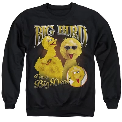 Мужская толстовка с круглым вырезом в стиле бутлегов Big Bird черного цвета