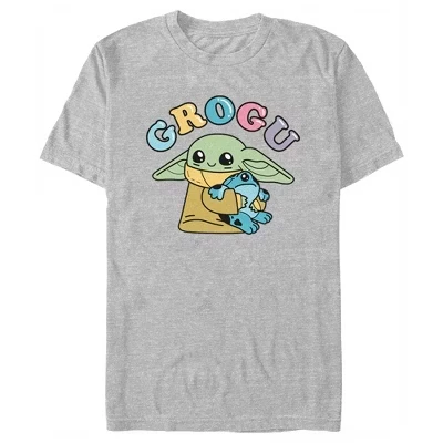 Мужская : Футболка The Mandalorian Grogu Cute Frog, спортивная футболка heather